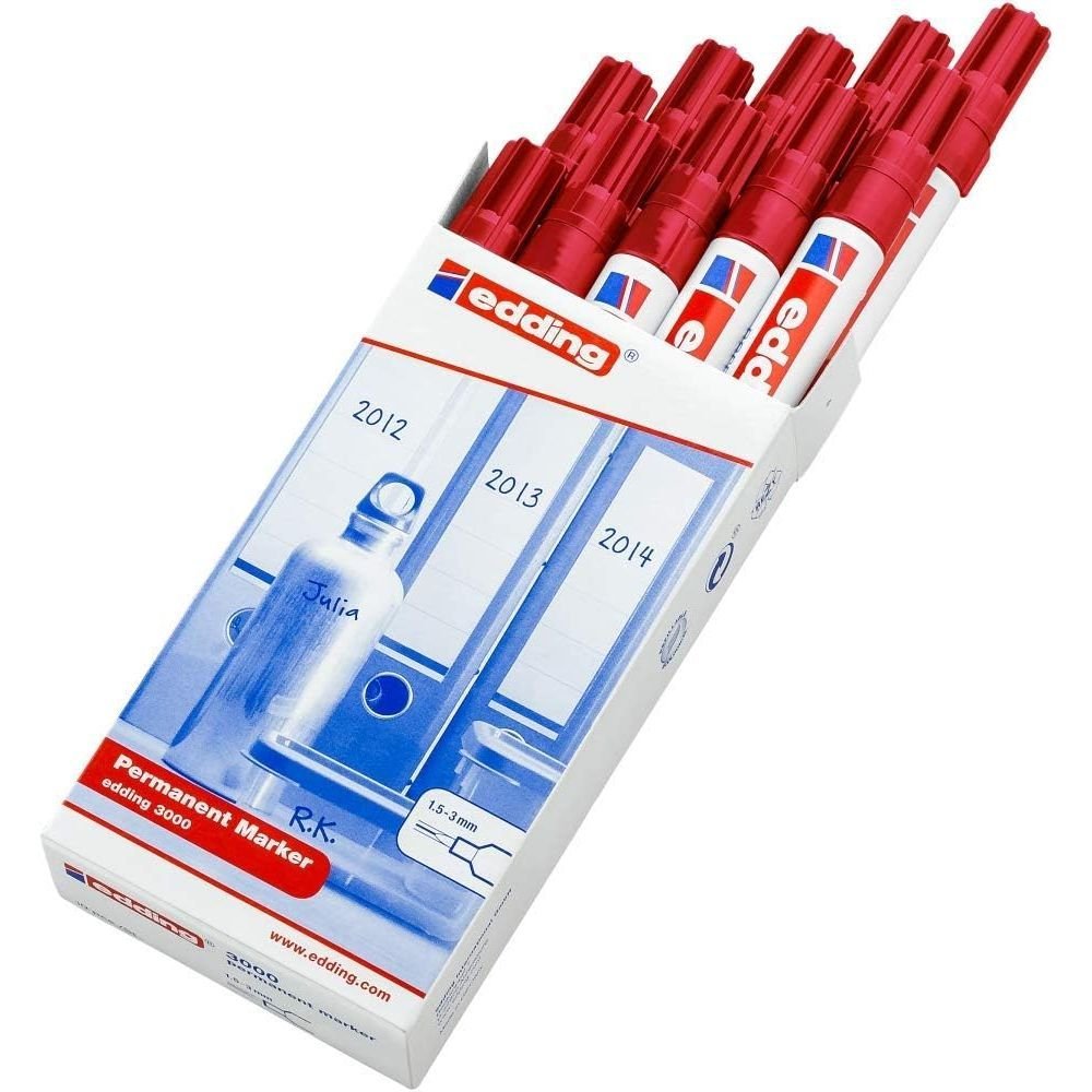 Rotulador Edding 3000 Rojo | Edding Industria Bricola | Pack 10 Unidades Imagen principal del producto