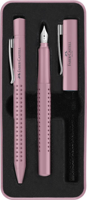 Juego Boligrafo y Pluma Faber Castell Grip Harmony Sombra Rosa
