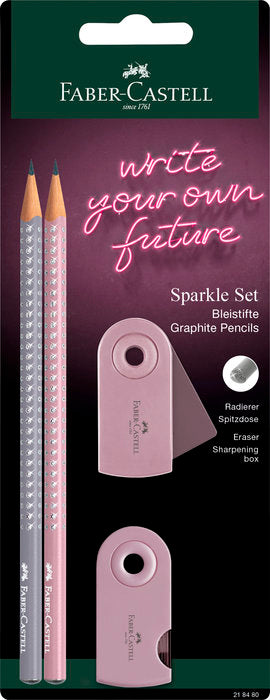 BLISTER 2 LAPICES SPARKLE PERLADO GOMA Y AFILA SLEEVE MINI | 1 UNIDADES | (FABER CASTELL) Imagen principal del producto