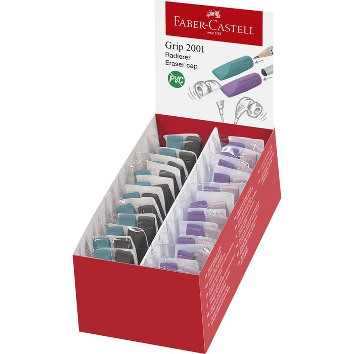Expositor 24 Bolsa 2 Gomas Faber Castell Grip 2001 Colores