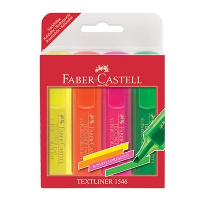 Marcador Faber Castell Textliner 1546 4 Colores Surtidos | Faber Castell | Pack 5 Unidades
