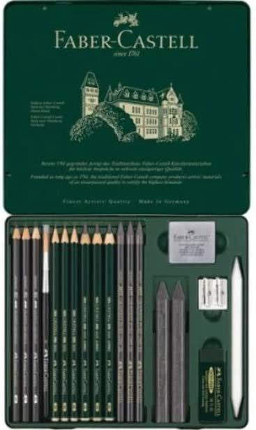 Caja metálica 19 piezas Pitt Grafito Faber Castell