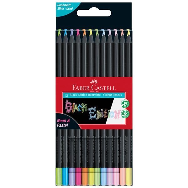 LAPIZ FABER CASTELL BLACK EDITION 12 COLORES PASTEL/NEON | 1 UNIDADES | (FABER CASTELL) Imagen principal del producto