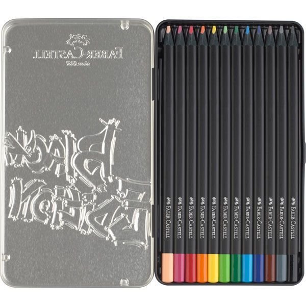 Lápiz Faber Castell Black Edition 12 Colores Básicos Estuch