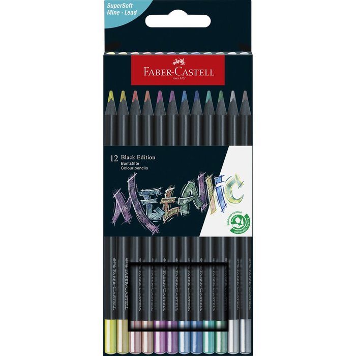LAPIZ FABER CASTELL BLACK EDITION 12 COLORES METALIZADOS | 1 UNIDADES | (FABER CASTELL)