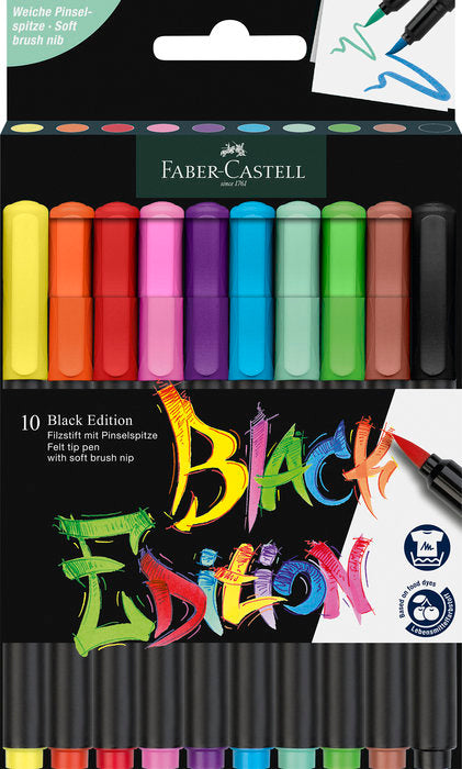 Rotulador Faber Castell Black Edition Pincel 10 Colores Sur | Faber Castell | Pack 1 Unidades