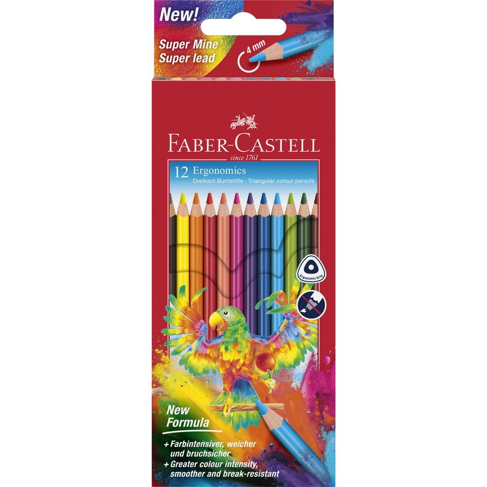 Lápiz Faber Castell Triangular Ergonomics 12 Colores Surtido