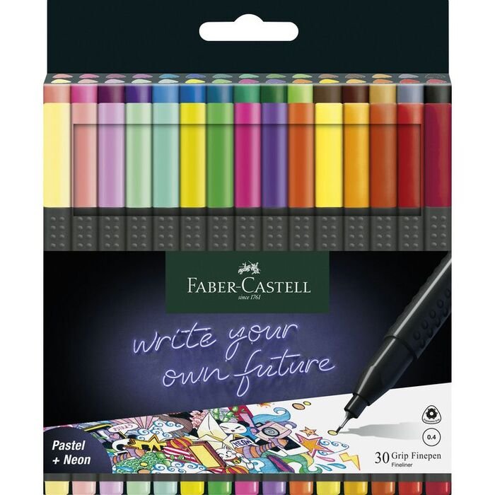 Rotulador Grip Finepen 0,4 Mm 30 Colores Surtidos | Faber Castell | Pack 1 Unidades