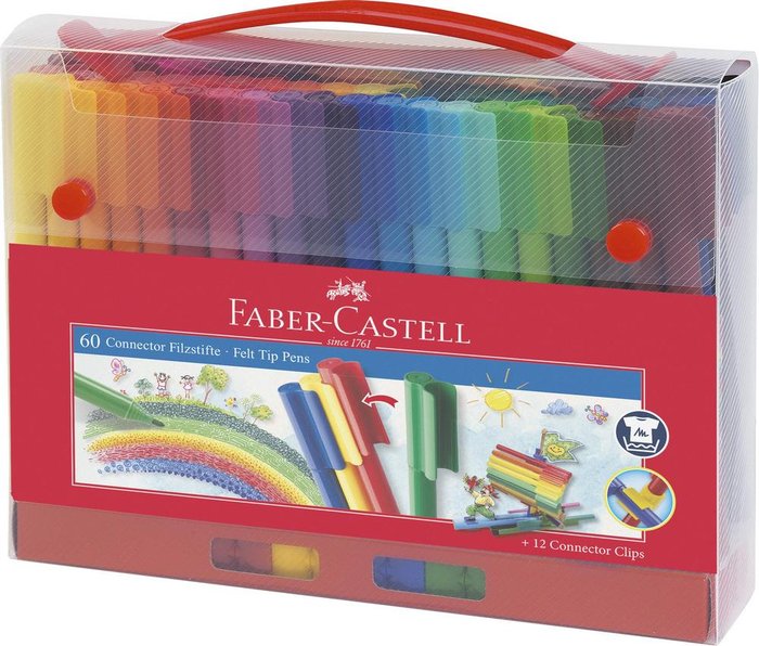 Rotulador Connector Maletin 60 Colores Surtidos | Faber Castell | Pack 1 Unidades