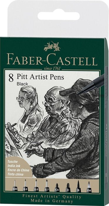 Rotulador Faber Pitt Negro Estuche 8 Graduaciones Diferentes | Faber Castell | Pack 1 Unidades