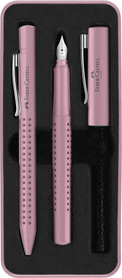 Set estilográfica y bolígrafo sombra rosa Faber-Castell