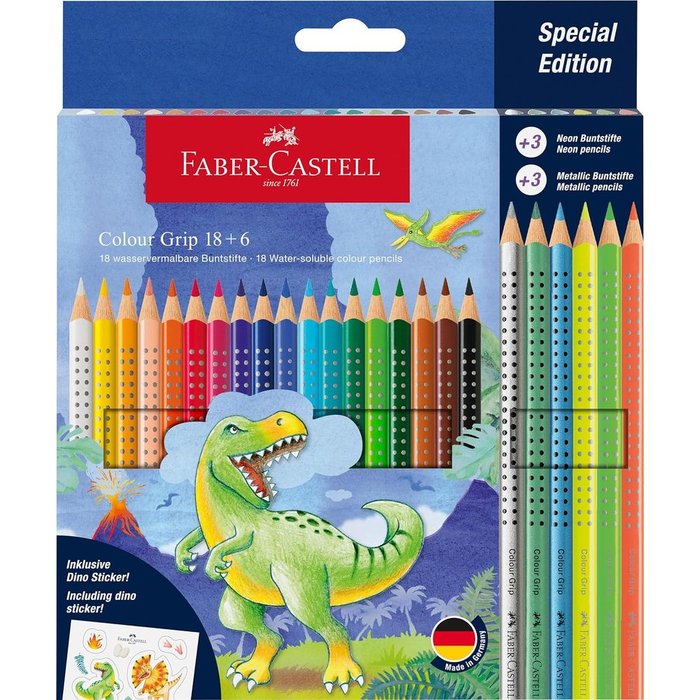 LAPIZ FABER CASTELL GRIP 18 COLORES SURTIDOS DINO | 1 UNIDADES | (FABER CASTELL) Imagen principal del producto