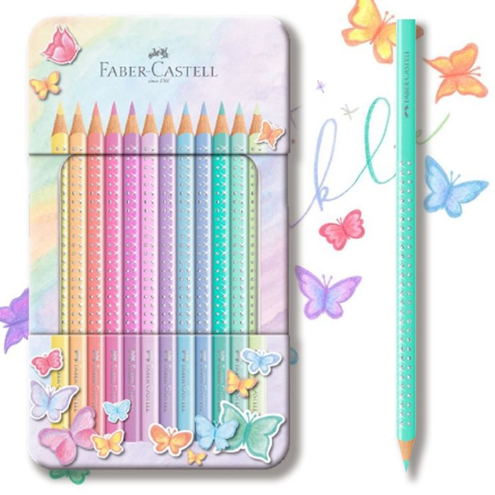 LAPIZ FABER SPARKLE 12 COLORES PASTEL CAJA METALICA | 1 UNIDADES | (FABER CASTELL) Imagen principal del producto