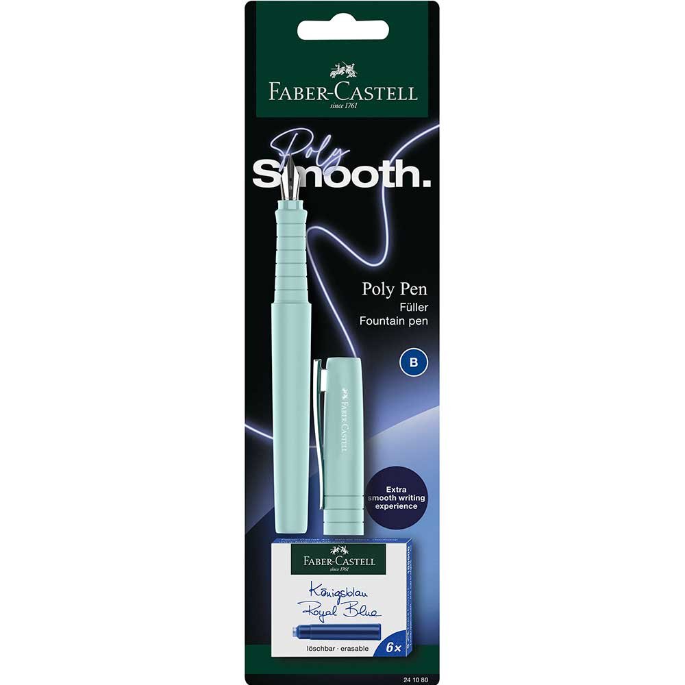 PLUMA ESTILOGRAFICA FABER POLY PEN B + 6 CART, AZUL SURTIDO | 1 UNIDADES | (FABER CASTELL)