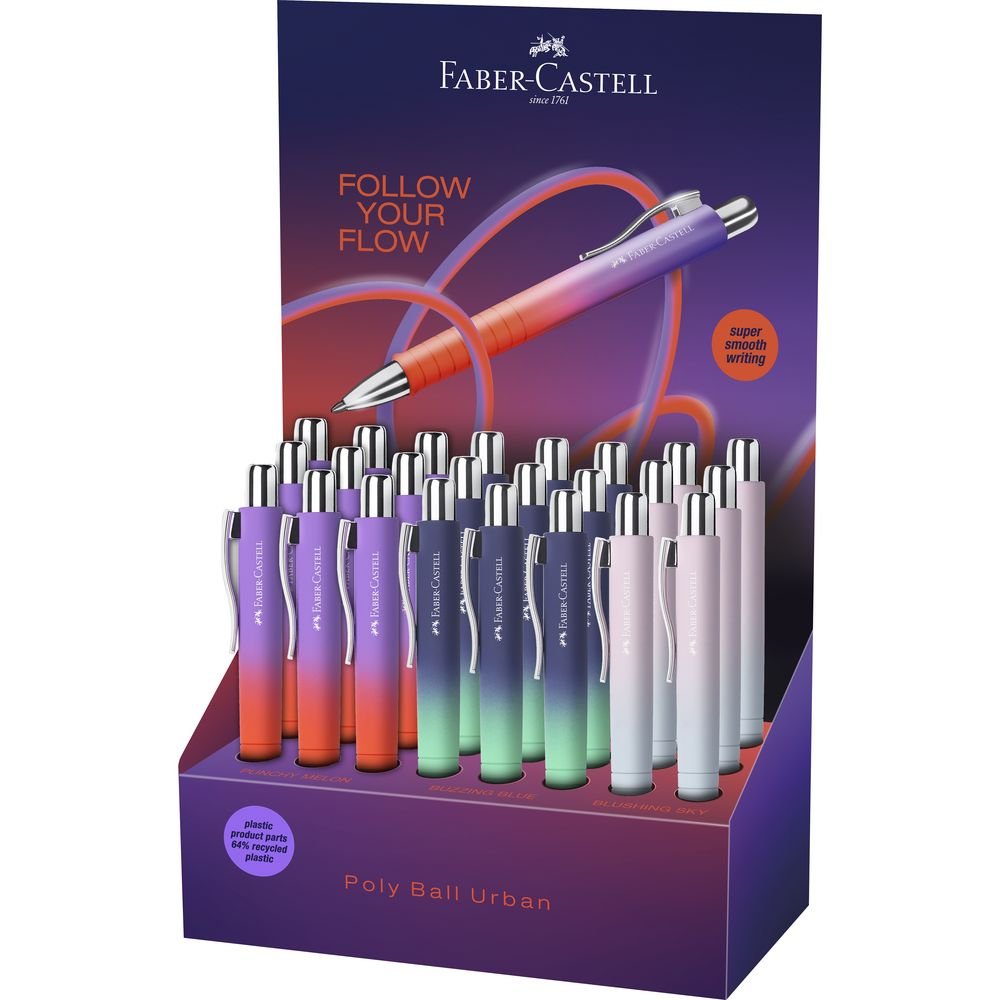 Expositor 24 bolígrafos Faber Castell Poly Ball Flow Edition