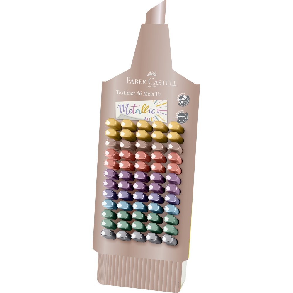 Expositor 60 Marcador Faber Castell Textliner 46 Metalizado