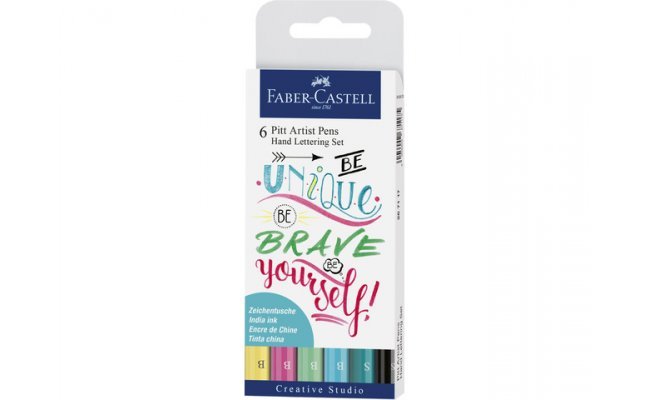 Set 6 Rotuladores Pincel Faber Castell Pitt Hand Lettering Marca Faber Castell