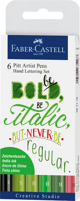 Set 6 rotuladores Pincel Faber Castell Pitt Hand Lettering Faber Castell