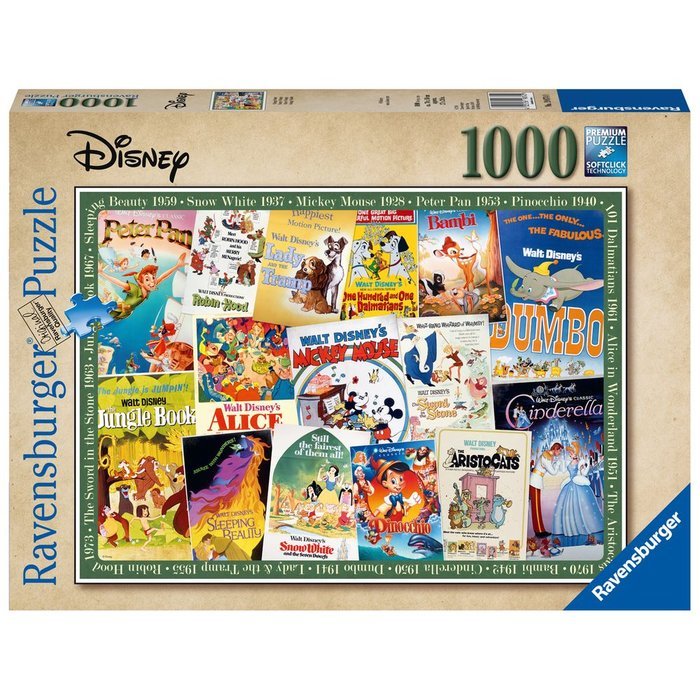 PUZZLE 1000 PIEZAS DISNEY VINTAGE MOVIE POST | RAVENSBURGER PUZZLES | 1 UNIDAD | 4005555006893
