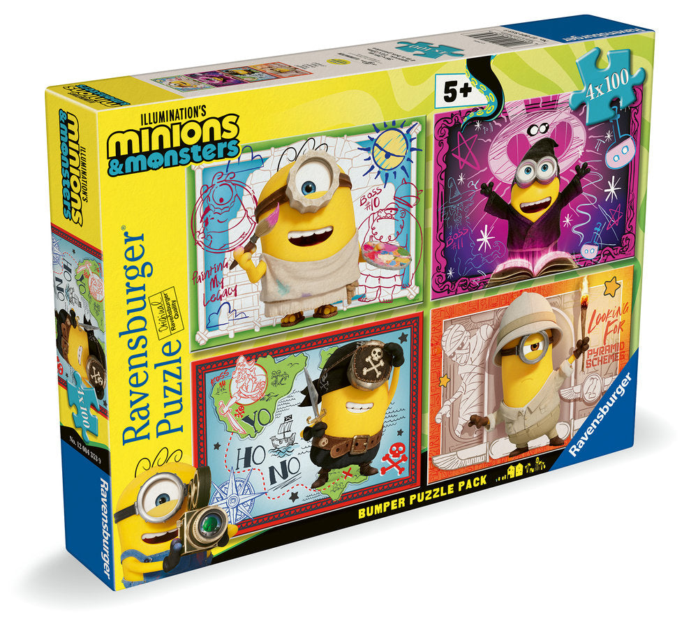 Puzzle Minions 3: 4 x 100 piezas Ravensburger