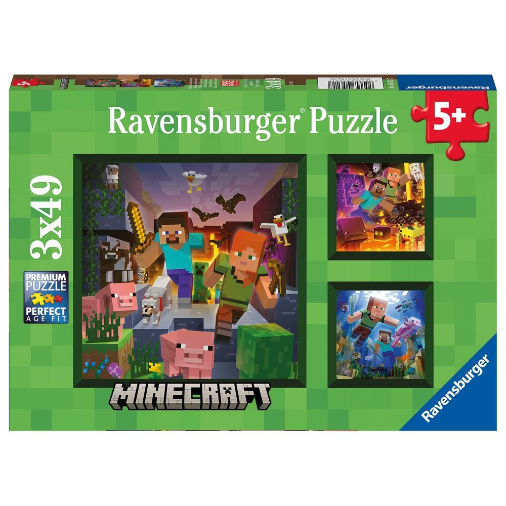 Puzzle 2D 3x49 Piezas Minecraft Ravensburger Imagen principal del producto