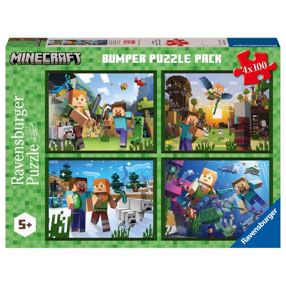 Puzzle 2D 4x100 Piezas Minecraft Ravensburger Imagen principal del producto