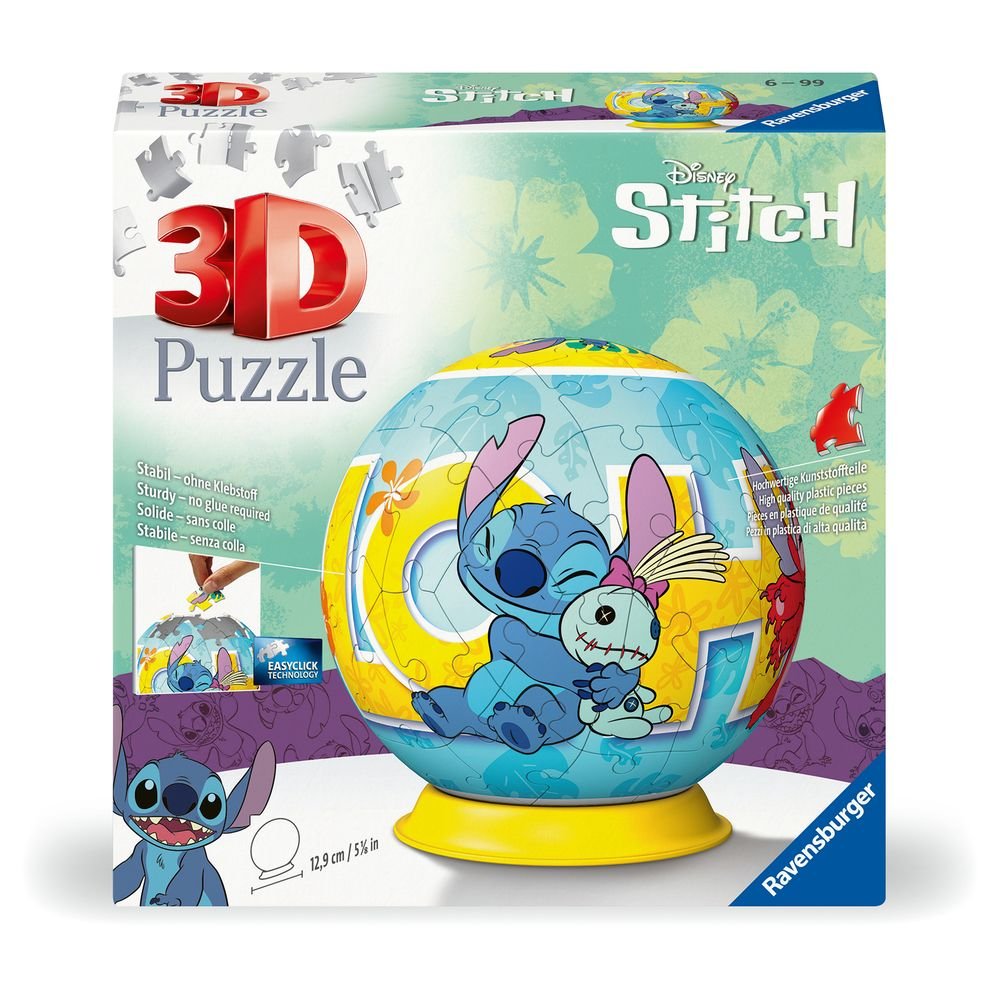 PUZZLE 3D BALL 72 PIEZAS DISNEY STITCH | RAVENSBURGER PUZZLES | 1 UNIDAD | 4005556115969