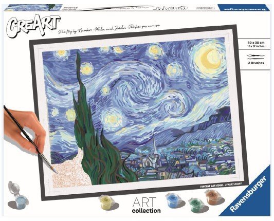 PINTAR POR NUMEROS CREART VAN GOGH LA NOCHE ESTRELLADA | RAVENSBURGER GAMES | 1 UNIDAD | 4005556235186