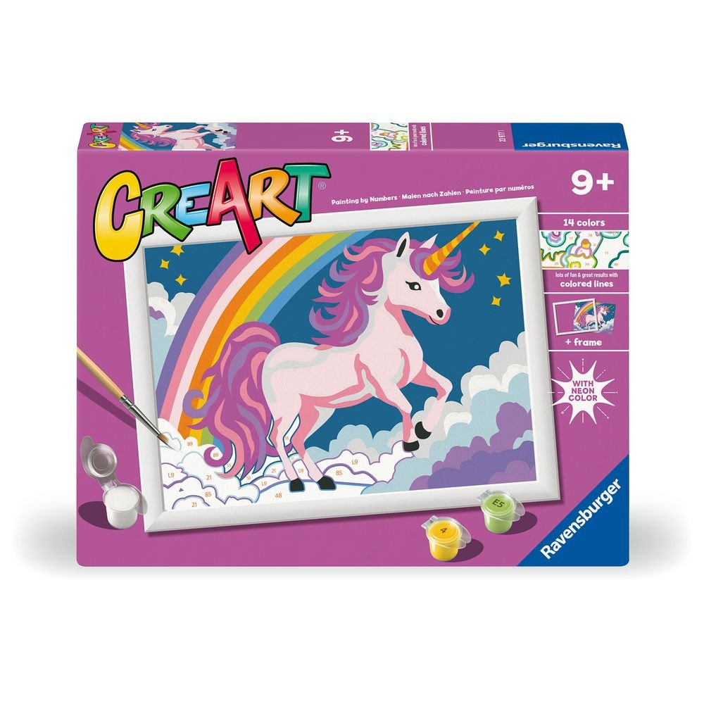 PINTAR POR NUMEROS CREART SERIE D UNICORNIO ROSA NEON | RAVENSBURGER GAMES | 1 UNIDAD | 4005556239771