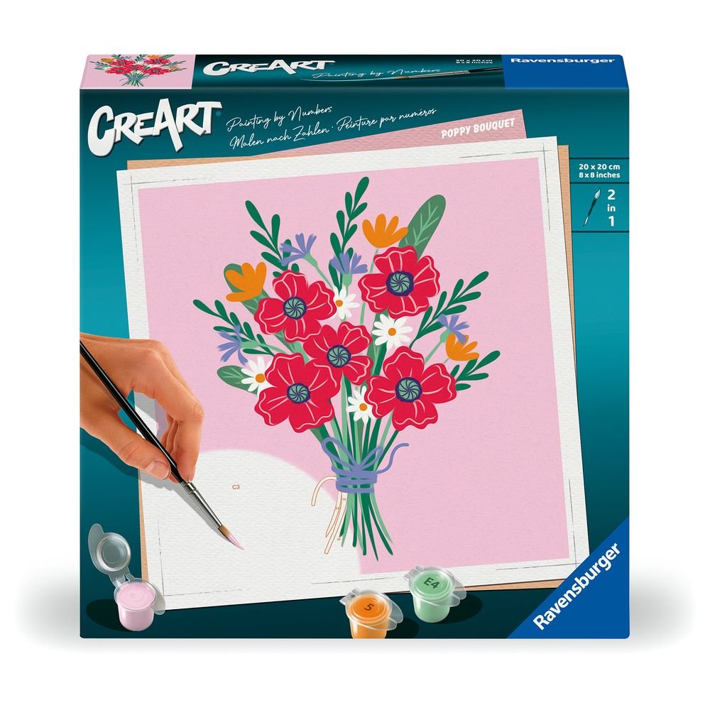 PINTAR POR NUMEROS CREART ADULTOS SERIE SQUARE AMAPOLAS | RAVENSBURGER GAMES | 1 UNIDAD | 4005556255191 Imagen principal del producto