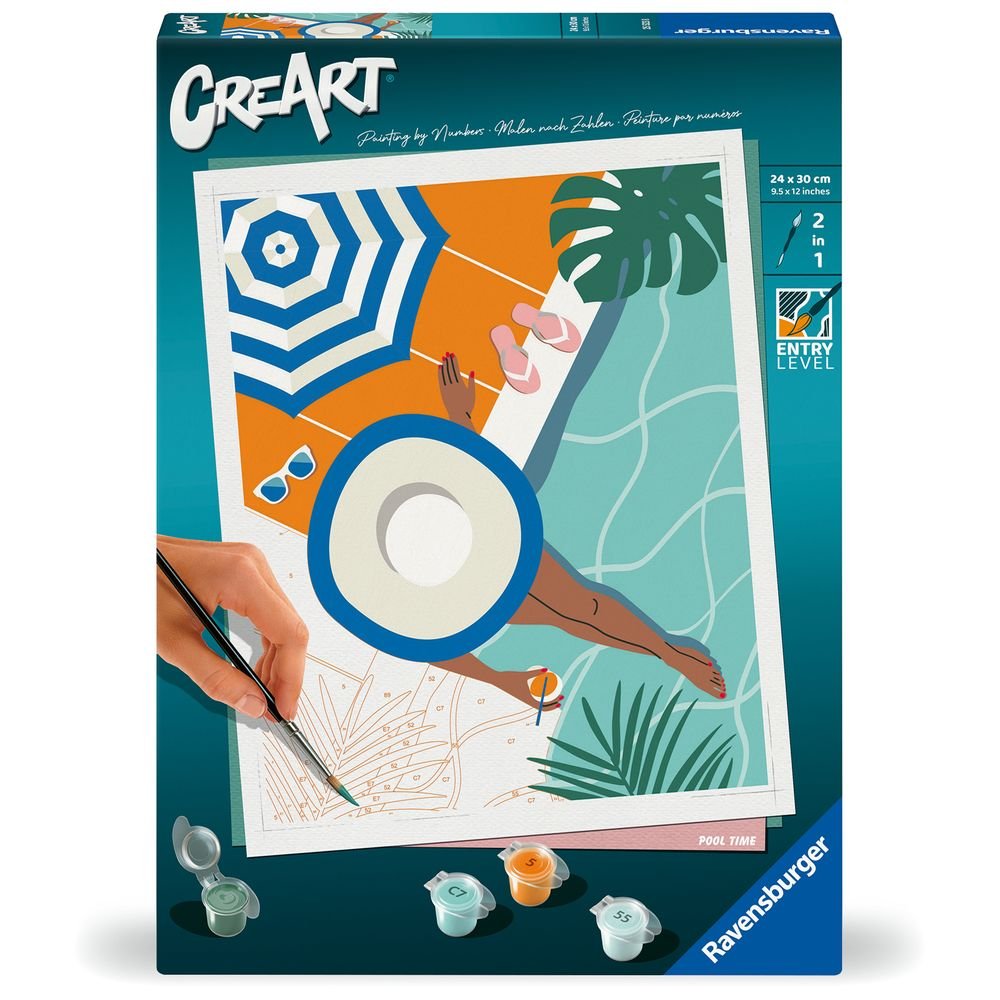 PINTAR POR NUMEROS CREART ADULTOS SERIE C RELAX EN PISCINA | RAVENSBURGER GAMES | 1 UNIDAD | 4005556255238