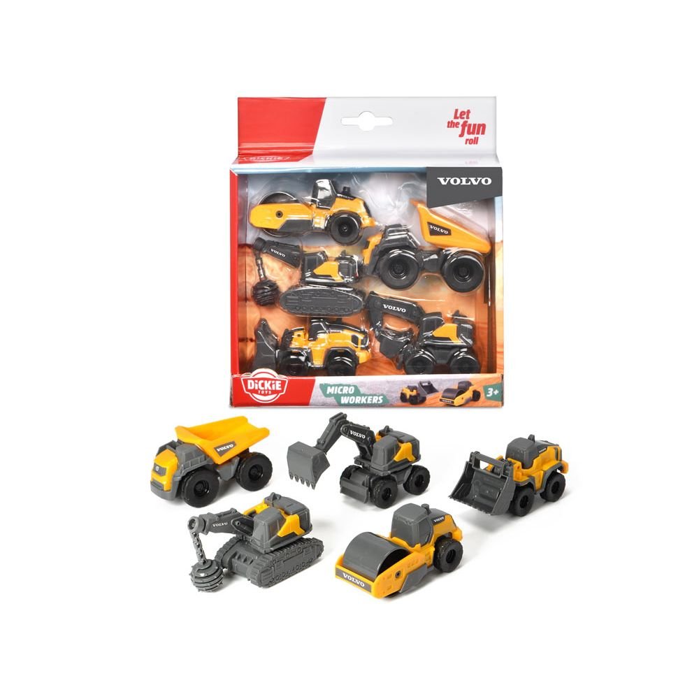 SET 5 VEHICULOS CONSTRUCCION VOLVO MICRO 9 CM | DICKIE | 1 UNIDAD | 4006333060991