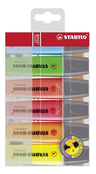 Set 6 marcadores fluorescentes stabilo boss 70 original