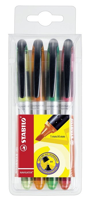 Estuche 4 Marcadores Fluorescentes Navigator Colores Surtidos Stabilo Imagen principal del producto