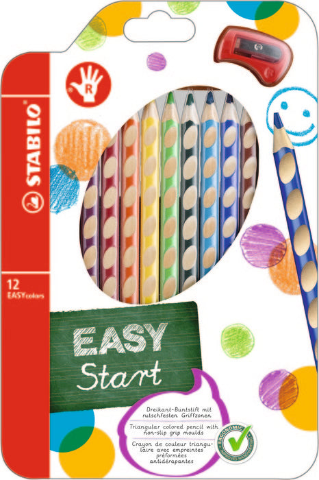 Estuche 12 Lapices Stabilo Easy Colors Ergonomico Diestros