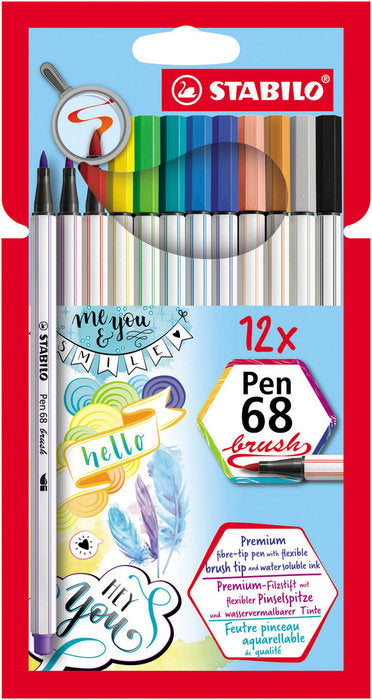 Estuche 12 Colores Stabilo Pen 68 Brush Punta Pincel Colores Surtidos Imagen principal del producto