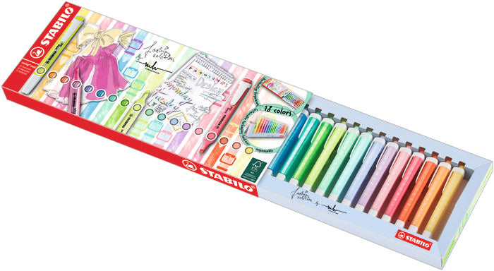 Set 18 marcadores fluorescentes stabilo swing cool pastel 8 fluor+10 pastel