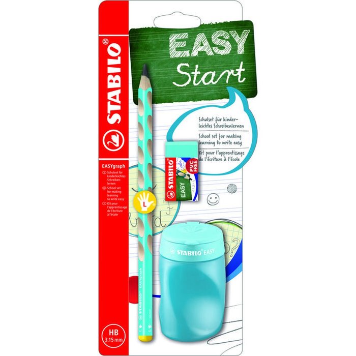 BLISTER EASYGRAPH ZURDO LAPIZ+GOMA+AFILALAPIZ AZUL | 3 UNIDADES | (STABILO) Imagen principal del producto