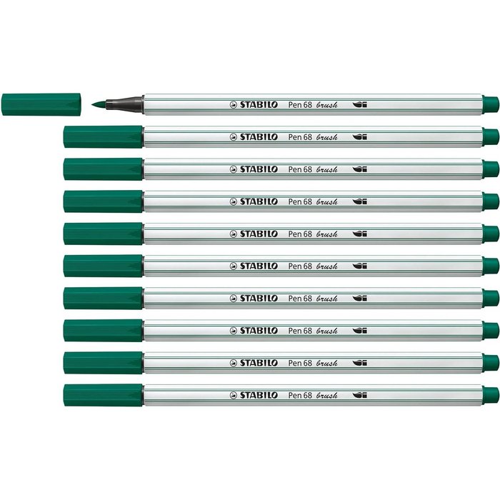 Rotulador Stabilo Pen 68 Brush Verde Turquesa | Stabilo | Pack 10 Unidades Imagen principal del producto