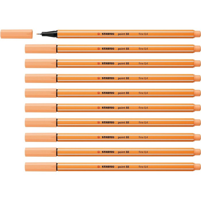 C/10 Stabilo Point 88 Naranja Claro Nº13 Punta Fibra 0,4mm