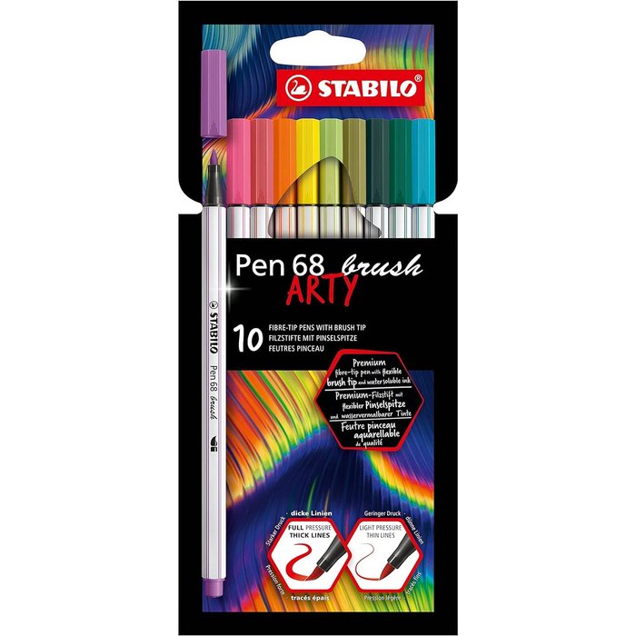 Rotulador Stabilo Pen 68 Brush Arty 10 Colores Surtidos | Stabilo | Pack 1 Unidades Imagen principal del producto