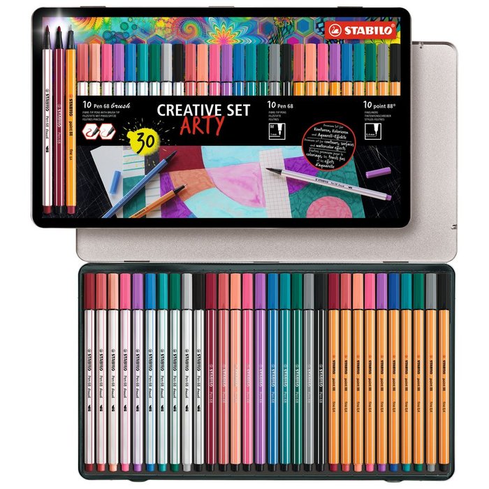 Estuche metal 30 colores Stabilo 10 Pen 68 10 Point 88 y 10 Pen 68 brush Imagen principal del producto