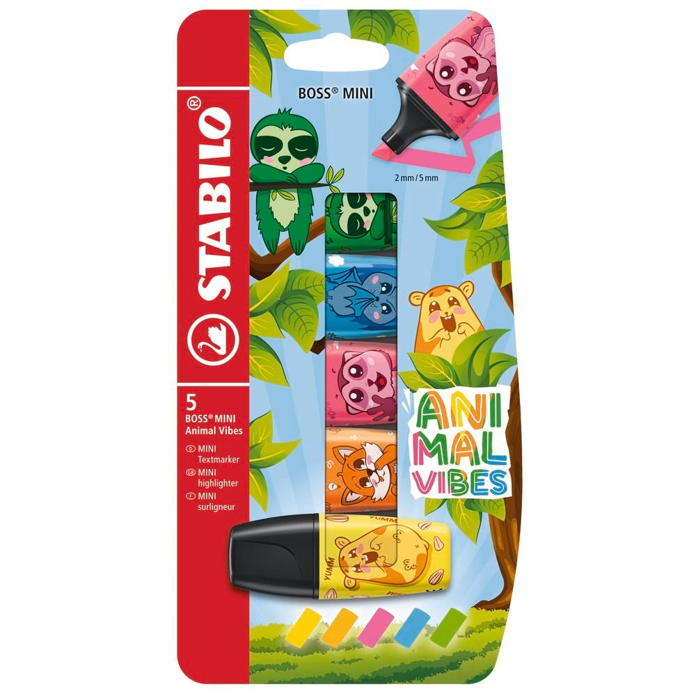 Marcador Stabilo Boss Mini Animal Vibes Pack 5 Colores Imagen principal del producto