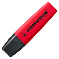 Stabilo Boss 70 Rotulador Marcador Fluorescente - Trazo entre 2 y 5mm - Recargable - Tinta con Base de Agua - Color Rojo Real - CAJA 10 UNIDADES
