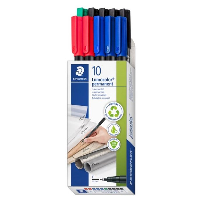 Rotulador Staedtler 318 Lumocolor Permanente 10 Uds Colores | Staedtler | Pack 1 Unidades Imagen principal del producto