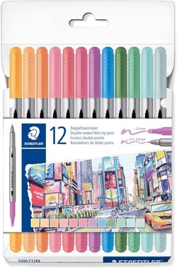 Rotuladores pastel Staedtler con doble punta 12 unidades