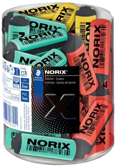 Exp 30 Gomas de Borrar Norix Diseño Negro STAEDTLER Pack 30