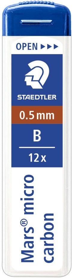 Minas micro carbon Staedtler 0,5 mm B para dibujo y escritura