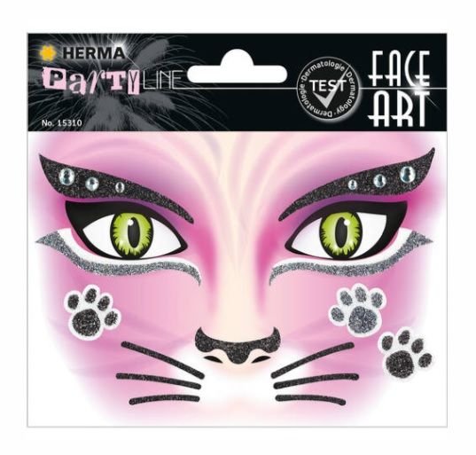 PEGATINAS FACE ART CAT GLITTERY FOIL | GRUPO ERIK EDITORES STICKERS | ENVASE 10 UDS. UNIDAD | 4008705153102