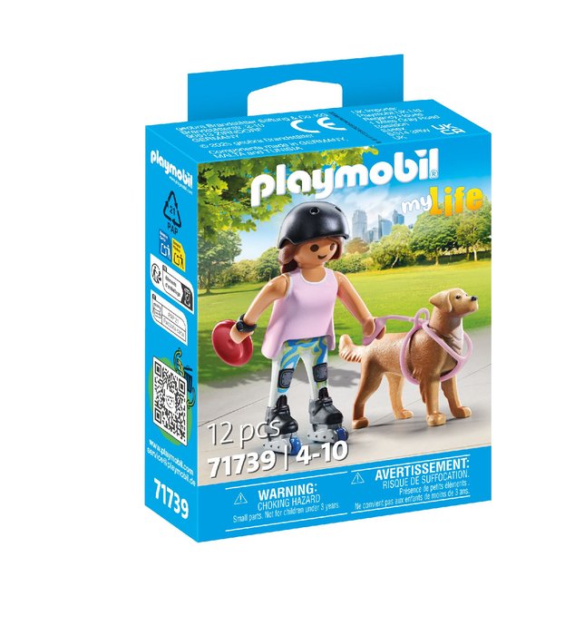 Patinadora con Retriever PLAYMOBIL Juguete de 12 cm